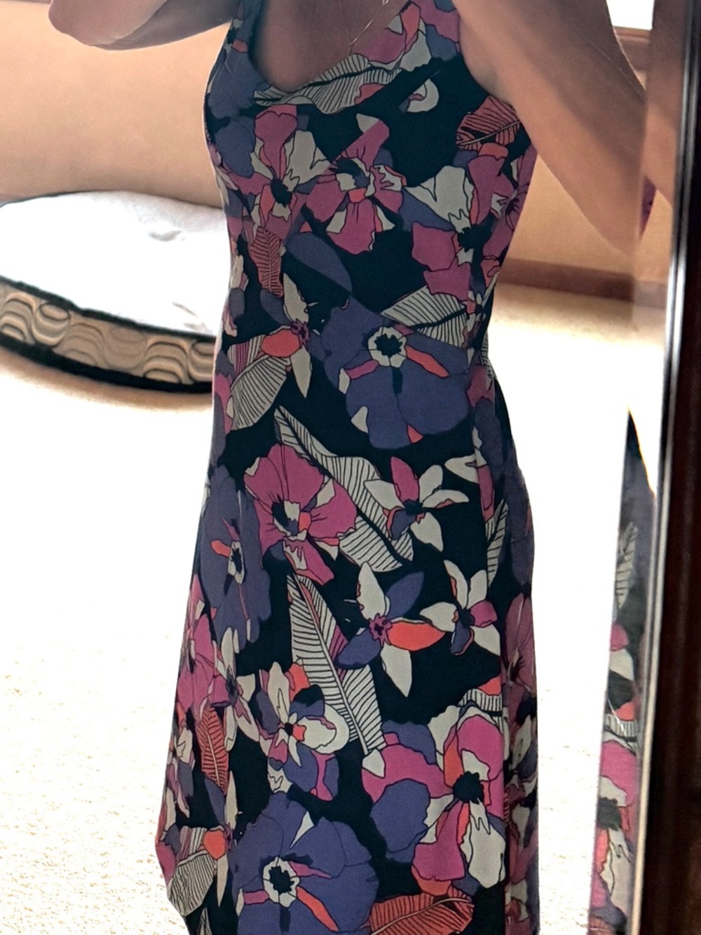 Title Nine Floral Print Sleeveless A-Line Dress in Multi-Purple